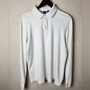Boss Hugo Cotton Blend Polo Long Sleeve Shirt Mens Ivory Size XL